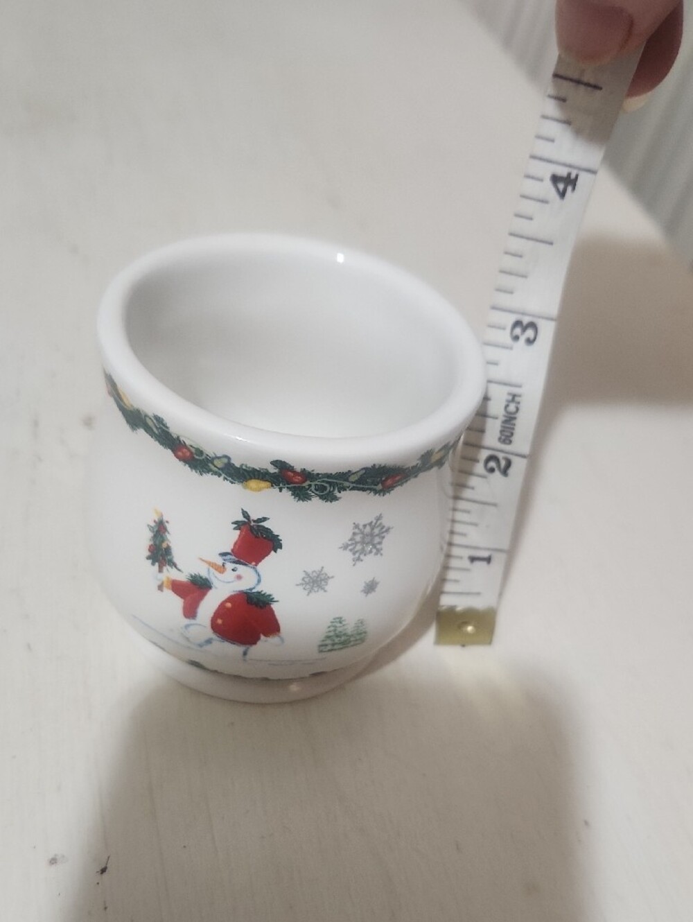 Vintage The White Barn Candle Co Ceramic Snowman Votive Candle Holder Holiday - Picture 7 of 9